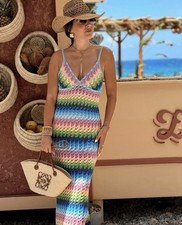 ZARA NWT WOMAN SS26 LONG KNIT STRAP DRESS BLUISH I 3500/006 SIZE S, L