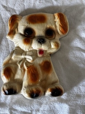 1950-60 s Miller Chalk Ware Puppy Wall Decor Hand Painted