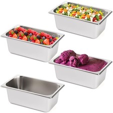 1/4 Size Hotel Pans 4 Inch Deep Stainless Steel Steam Table Pan 4 PCS