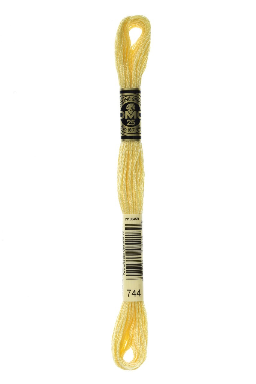 8 METER STRANDED COTTON CROSS STITCH THREAD DMC SHADE 744 PALE YELLOW