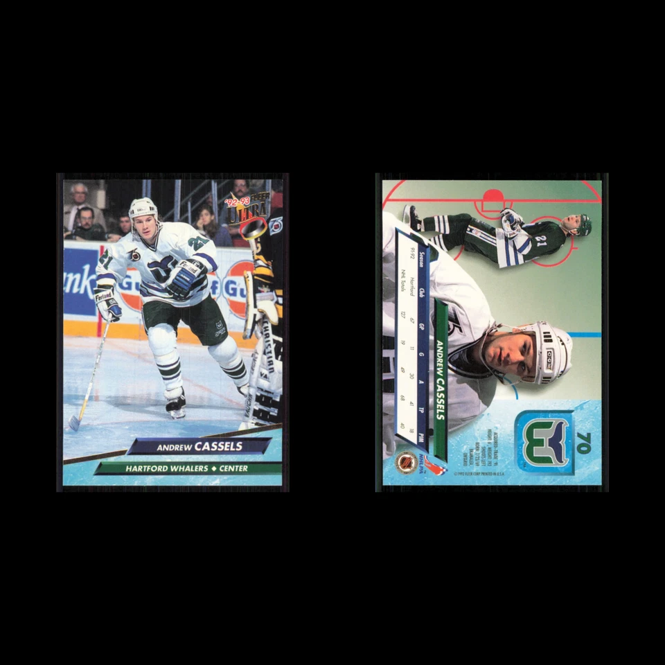 Andrew Cassels #70 1992 Fleer Ultra Hartford Whalers Hockey Card NHL NM - Image 3 of 3