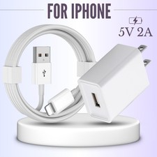 USB Wall Charger 5V 2A Block For iPhone 14 13 12 11 XR 8 Lot Fast Charging Cable