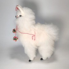 Llama Alpaca Real Wool 9.75" South American Figurine Clean Soft