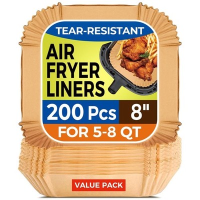 Vailnd Air Fryer Paper Liners 200Pcs Air Fryer Liners Disposable 8 Square Paper