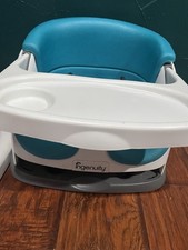 Ingenuity Baby Booster Chair Blue White Gray Adjustable Harness Removable Tray