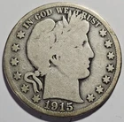 1915-S Barber Half Dollar 50c Coin ~ 90% Silver Coin (A103)