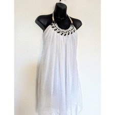 Genuine vintage Y2K  white dress with beaded collar , backless S,M,L