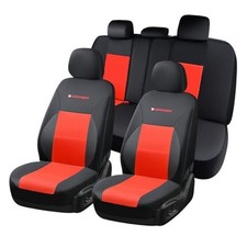 Car Seat Covers Premium Waterproof Leather Universal Car Full Set Black Red