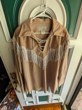 1960s Vintage H Bar C California Ranchwear Western Shirt Mens XL Tan Fringe US