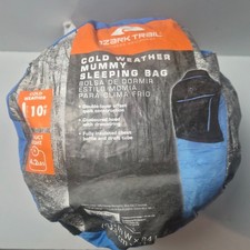Ozark Trail 10°F Cold Weather Mummy Sleeping Bag Blue Black 33x84 Camping