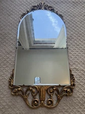 Atsonea Beveled Edge Arched Art Deco Wall Mirror Vintage Rococo Gold RARE