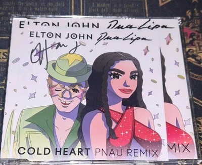 genuine sjgned elton john Cold Heart (PNAU remix) CD art card very rare  