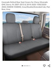 Ccoverado Oxford Rear Seat Chevy Silverado GMC Sierra 2007-2013 2019-2026 Gray