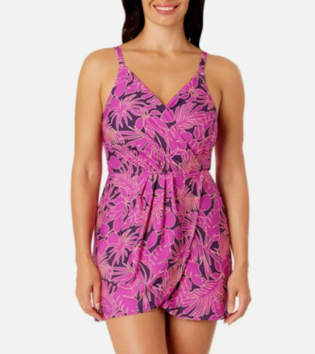 Lands' End Women's Swim Dress, Purple, Large
