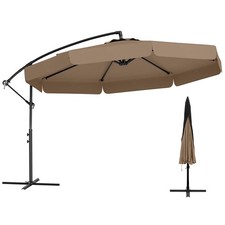 10FT Offset Hanging Umbrella Patio Cantilever Umbrella with Cover Taupe
