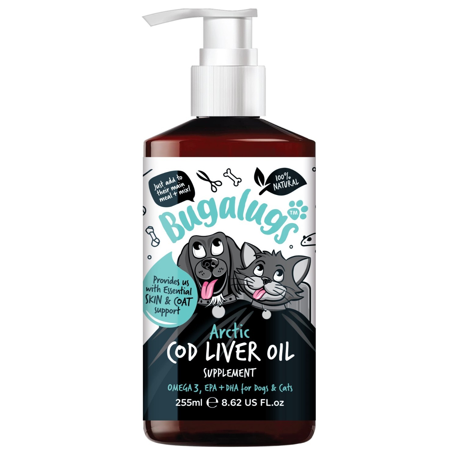 Bugalugs Cod Liver Oil for Dogs & Cats Natural Omega-3 Skin & Coat Supplement