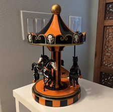 Halloween Carousel Skeleton Horse Figure Black White Orange Strange NEW 12 inch