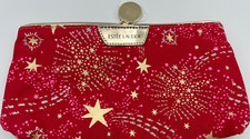 Estee Lauder Cosmetic Bag with Zipper RED 9.5"x5"x1.5" NEW AUTHENTIC PICTURES.