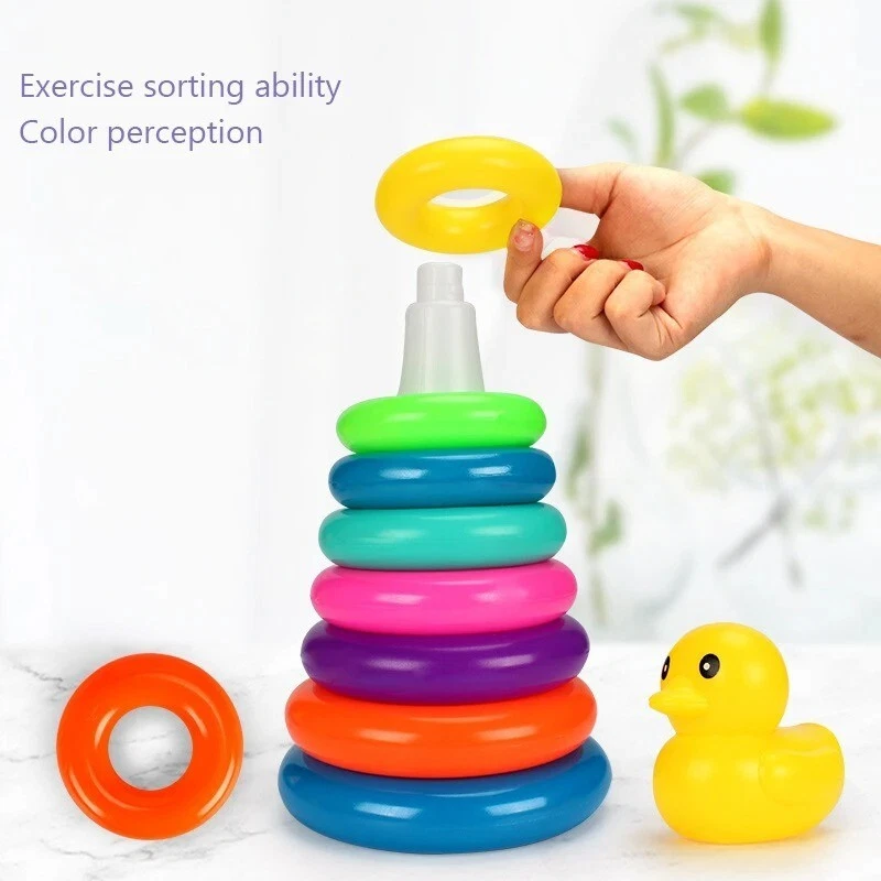 Fidtoy early learning stacking rings toy with bright colors for babies and toddlers