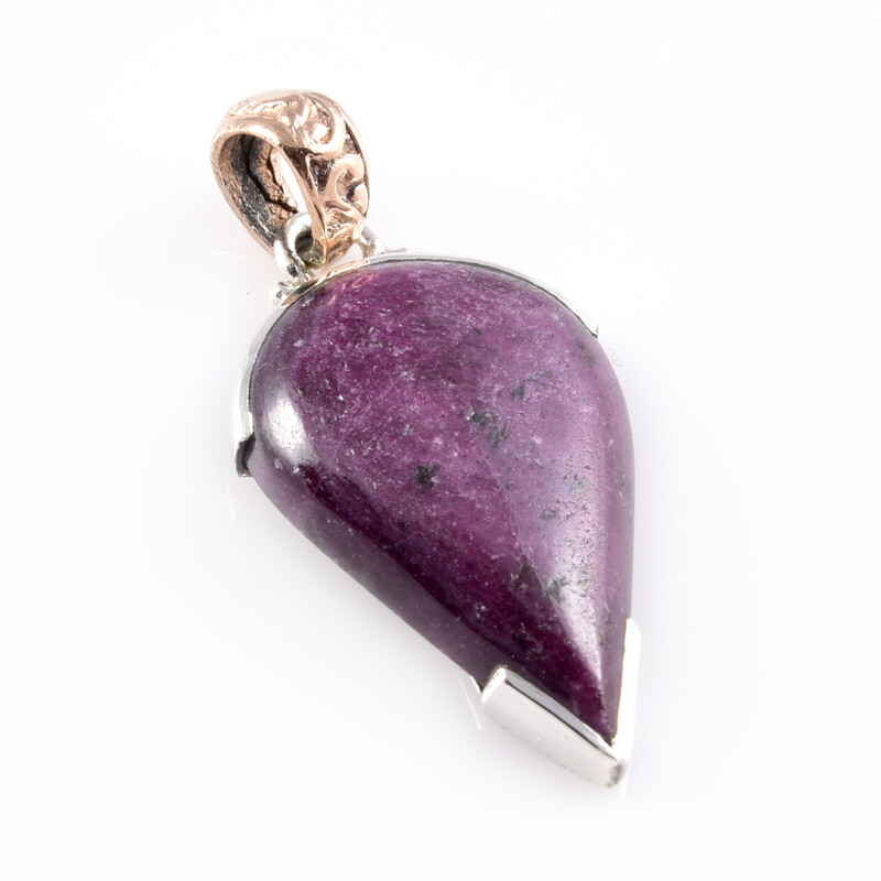 Ruby In Zoisite Lab-Created 925 Sterling Silver Gift Two Tone Pendant 1.6