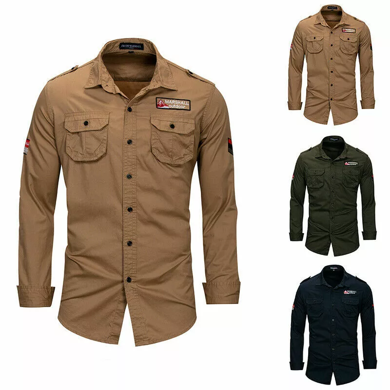 Men's Army Military Hiking Shirts Outdoor Autumn Long Sleeve Shirt