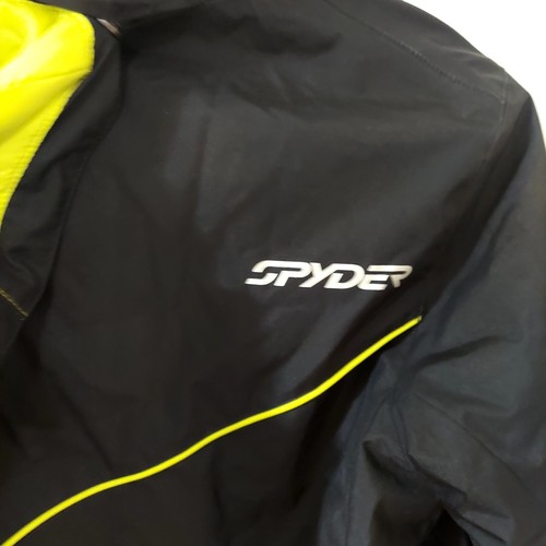 Spyder Thinsulate Ski Jacket Black Yellow Sz Kids 14 Removable Hood Winter - Picture 12 of 16