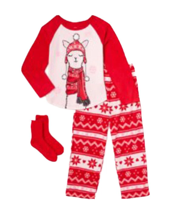 PJ Me Girls Pajamas Red Holiday 2 Piece Set Soft Comfy Top Pants