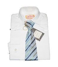 Nordstrom James Morgan Boys White Dress Shirt And Blue Tie Set Size 4 NEW