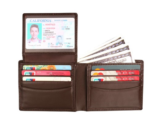 Hombres Billetera Plegable de Cuero Genuino RFID Bloqueo de Identificación Tarjeta de Crédito Regalos de Año Nuevo - Imagen 20 de 24