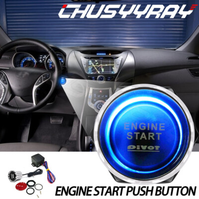 Universal For Car Engine Start Push Button Switch Ignition Starter Kit Blue