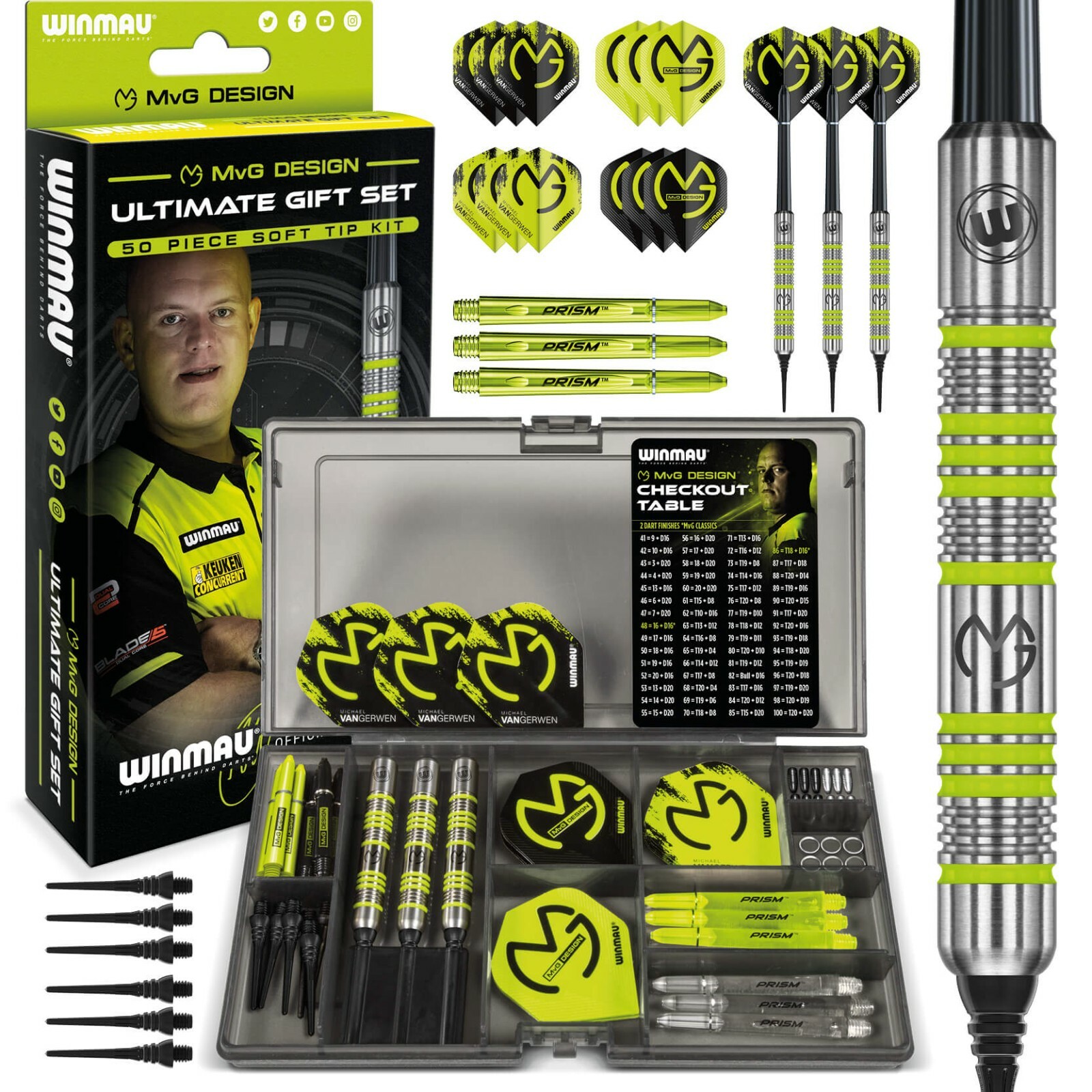 Winmau MVG Softip Darts Set 18g, Michael Van Gerwen 50 Piece Ultimate