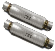 Pair of 2.5" Straight Universal Glass Pack Exhaust Resonator Muffler