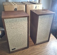 VINTAGE PAIR KLH MODEL 6 SPEAKERS - WALNUT VENEER IN FACTORY BOXES – READ BELOW  			