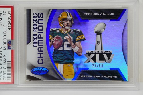2016 Panini Certified #11 Aaron Rodgers Certified Champ. Mirror Blue/50 🔥PSA 10 - Picture 3 of 7