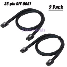 2 Packs Internal Mini SAS Cable 36Pin SFF-8087 to SFF-8087 100Ohms 1M/100CM