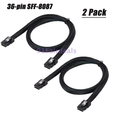 2 Packs Internal Mini SAS Cable 36Pin SFF-8087 to SFF-8087 100Ohms 1M/100CM