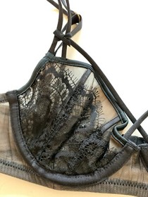 NWT! DITA VON TEESE Women's Sz 32A Maestra Lace Balconette Bra D51390 Black