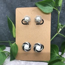 4 PC Matching Clip-on Non Pierced Earrings Set Gold-Tone New Free Ship 4773