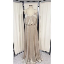 Hayley Paige Occasions Women's Gold Metallic Bridesmaid Gown Dress Size 10, 5953