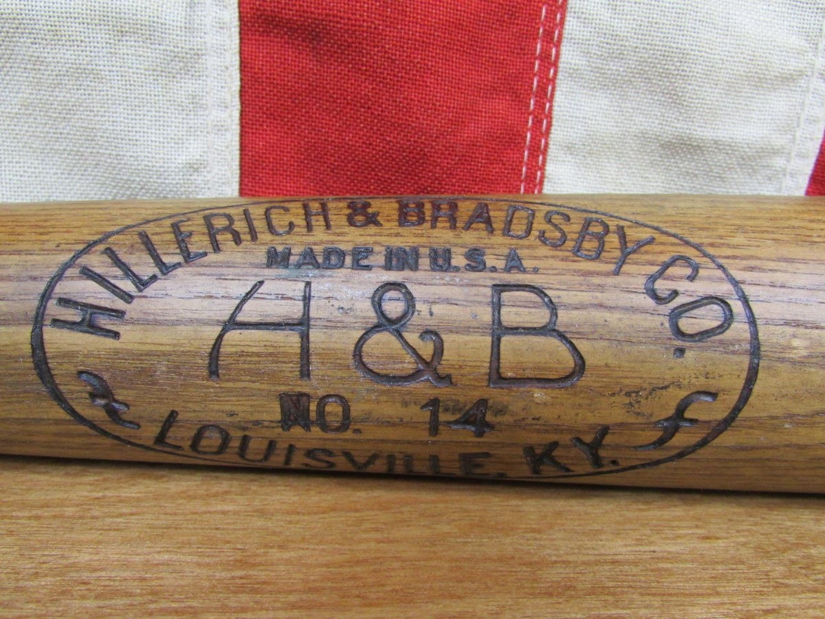 Vintage 1930s Hillerich & Bradsby Wood Safe Hit Baseball Bat HOF