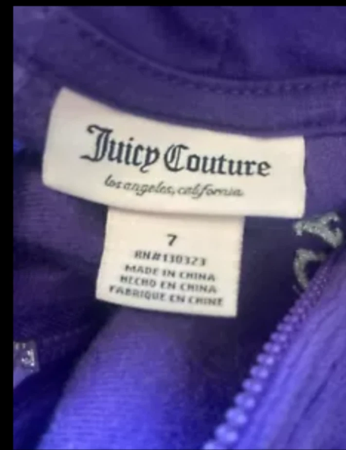 Juicy Couture Niños Cremallera Terciopelo Púrpura Chaqueta Talla 7�� Foto 3 de 3
