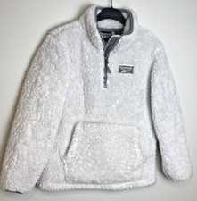 REEBOK Unisex Kids 7-8 Fleece Sweater Kangaroo Pocket White-Gray Zip Logo