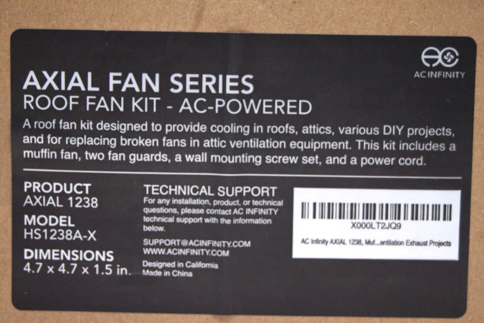 AC Infinity AXIAL HS1238A-X 1238 Muffin Fan 115V 120V AC 4.7 x 4.7 x 1.5 - Image 3 of 4