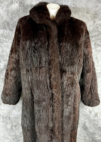 Custom Dark Brown Dyed Opossum Fur Women's Reversible Coat sz 20 or 2X (14807) - Picture 2 of 20