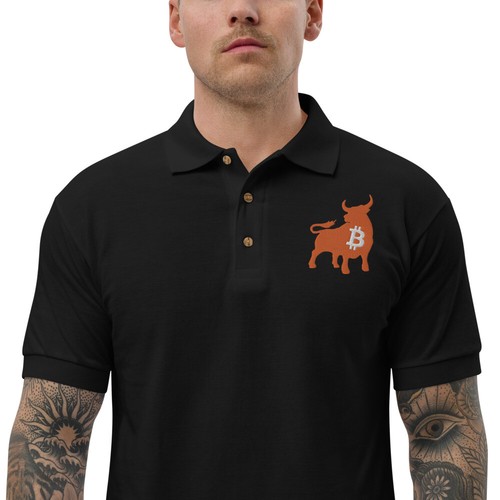Bullish Bitcoin Embroidered Polo Shirt - BTC Bull - Picture 8 of 13