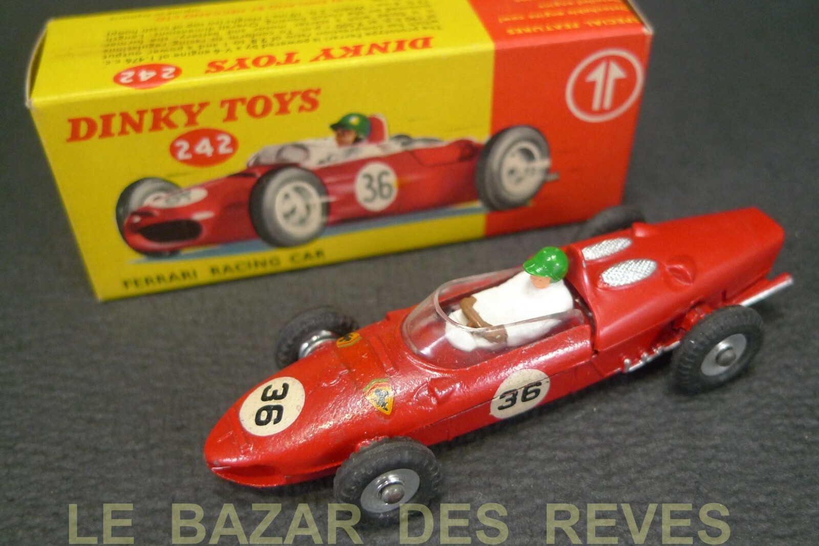 Dinky toys gb. ferrari racing car. ref 242 + box. Dinky toys gb. ferrari racing car. ref 242 + box.