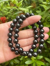 10mm Shungite Bracelet, Genuine Shungite Gemstone Beads,Radiation EMF Protection