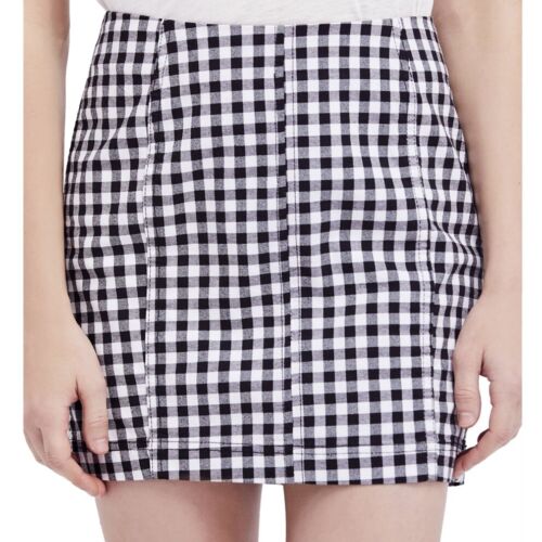 Free People Black Femme Gingham Check Mini Skirt Misses size 8