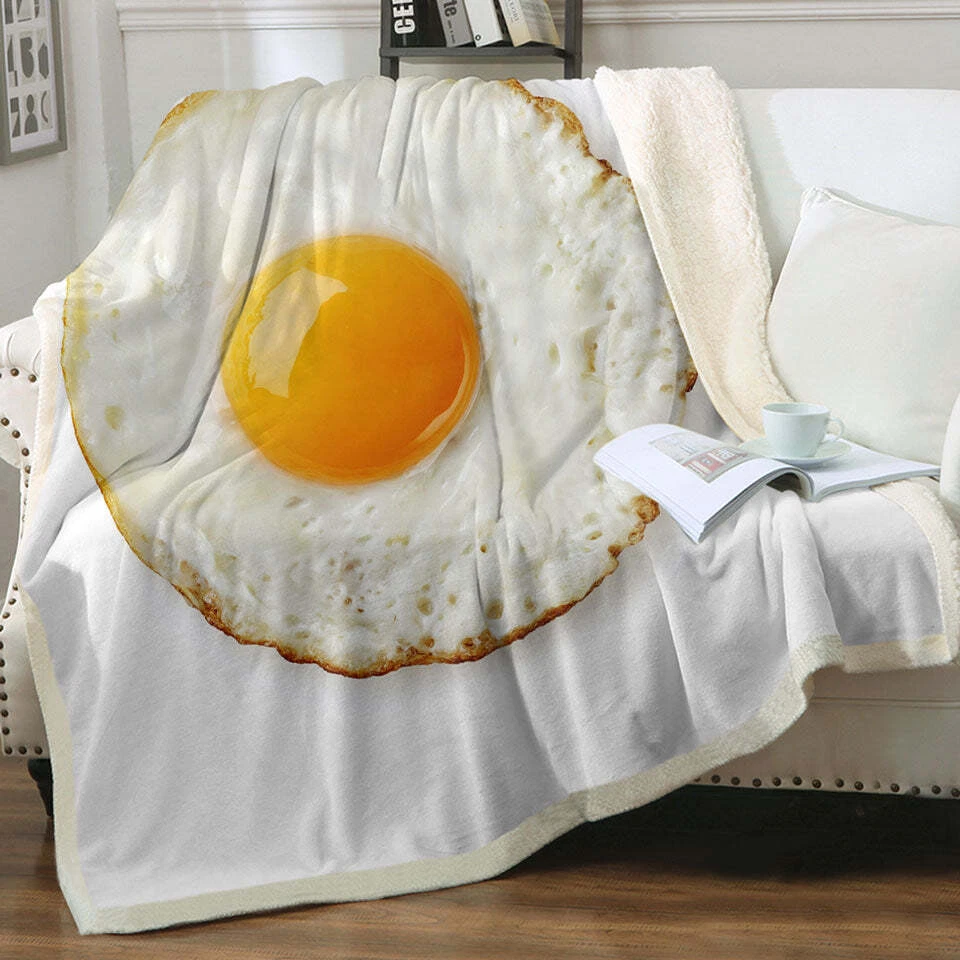 Cool and Funny Sunny Side Up Fried Egg Throw Blanket