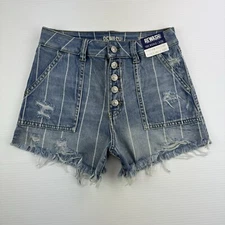 Rewash Juniors 3 Shorts Distressed Striped Denim Super High Rise